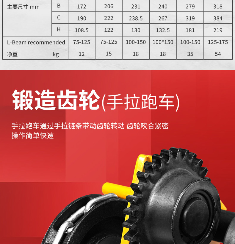 手拉单轨小车参数