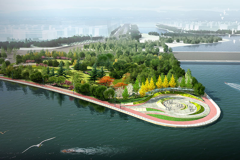 郑东新区龙湖湿地公园沿湖园林